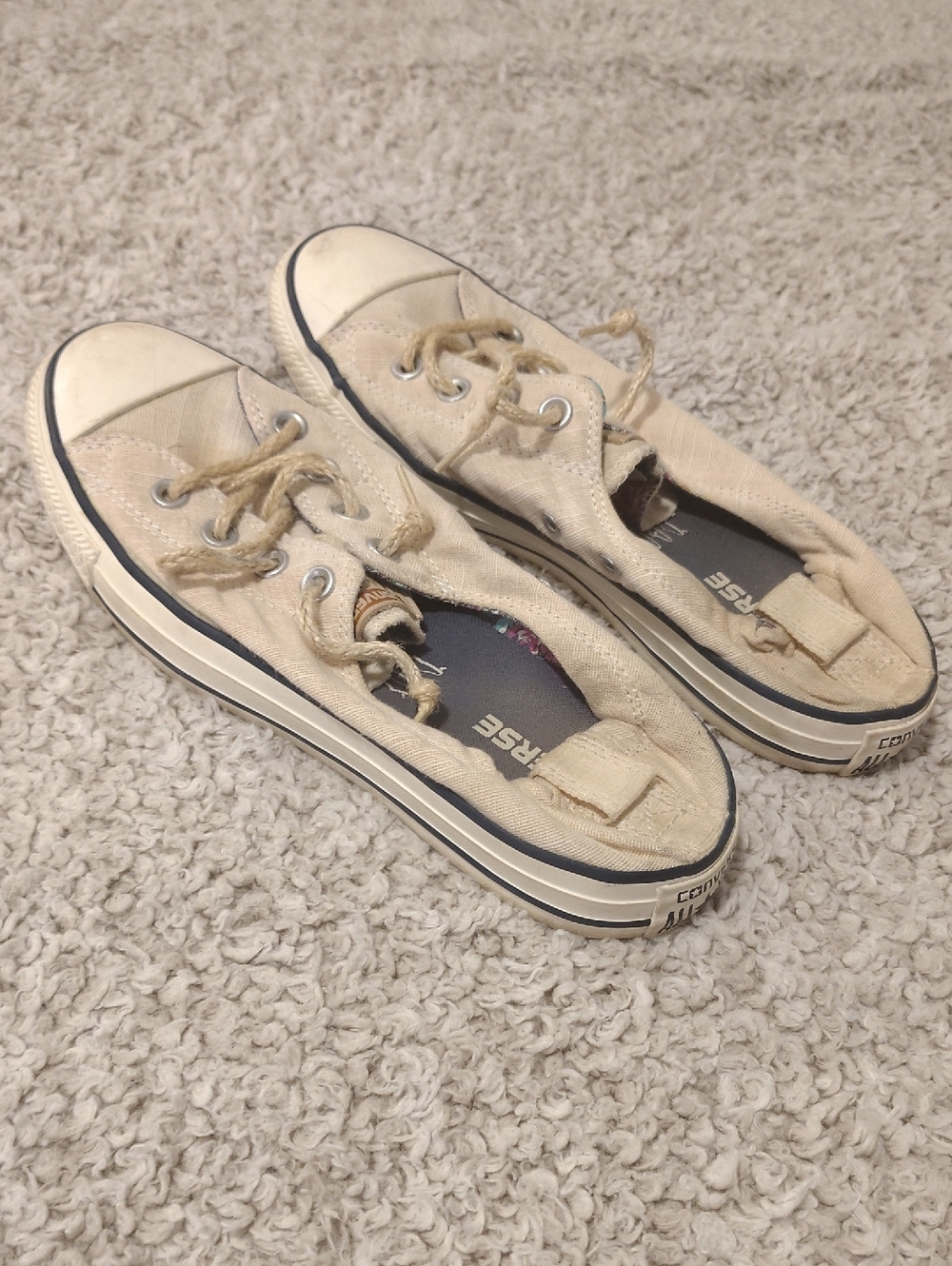 Converse Cream Low-Top Canvas Sneakers